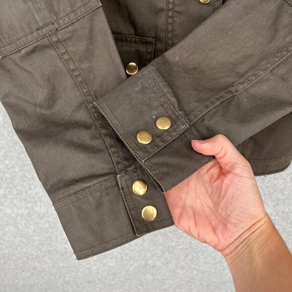 J Crew Womens Relaxed Boyfriend Field Jacket Size XS Olive Green Brown Waxed - Picture 5 of 12